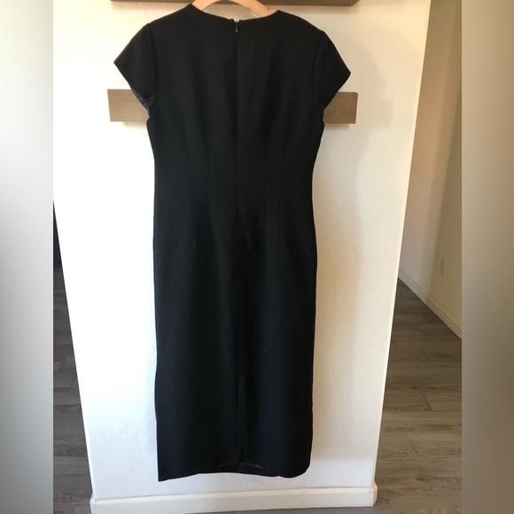 Vintage black maxi dress with floral embroidered details & side slit•••Evening - Picture 8 of 10